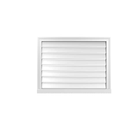 Ekena Millwork Vertical Surface Mount PVC Gable Vent: Functional, w/ 2"W x 2"P Brickmould Sill Frame, 34"W x 26"H GVPVE34X2603SF